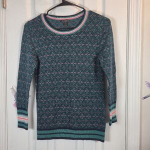 J.CREW Merino Wool Fair Isle Geo Crewneck Sweater M